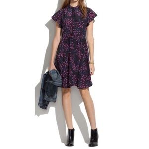 Madewell Silk Night Orchid Fit and Flare Dress